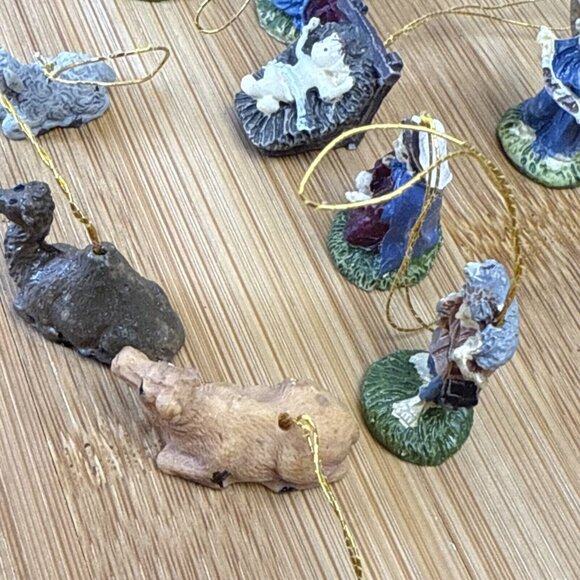 Dollhouse Miniature Christmas Holiday 10 Piece Hand Painted Nativity ornaments - Picture 10 of 11